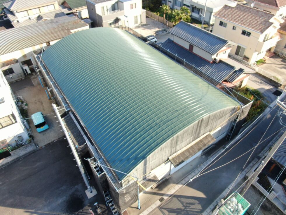 【みよし市　屋根塗装　福田集荷場】