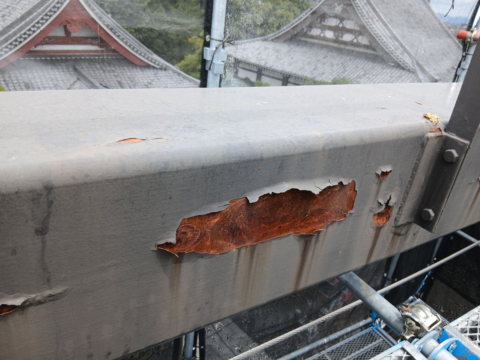 みよし市|提灯釣り支柱塗装工事|三好稲荷閣