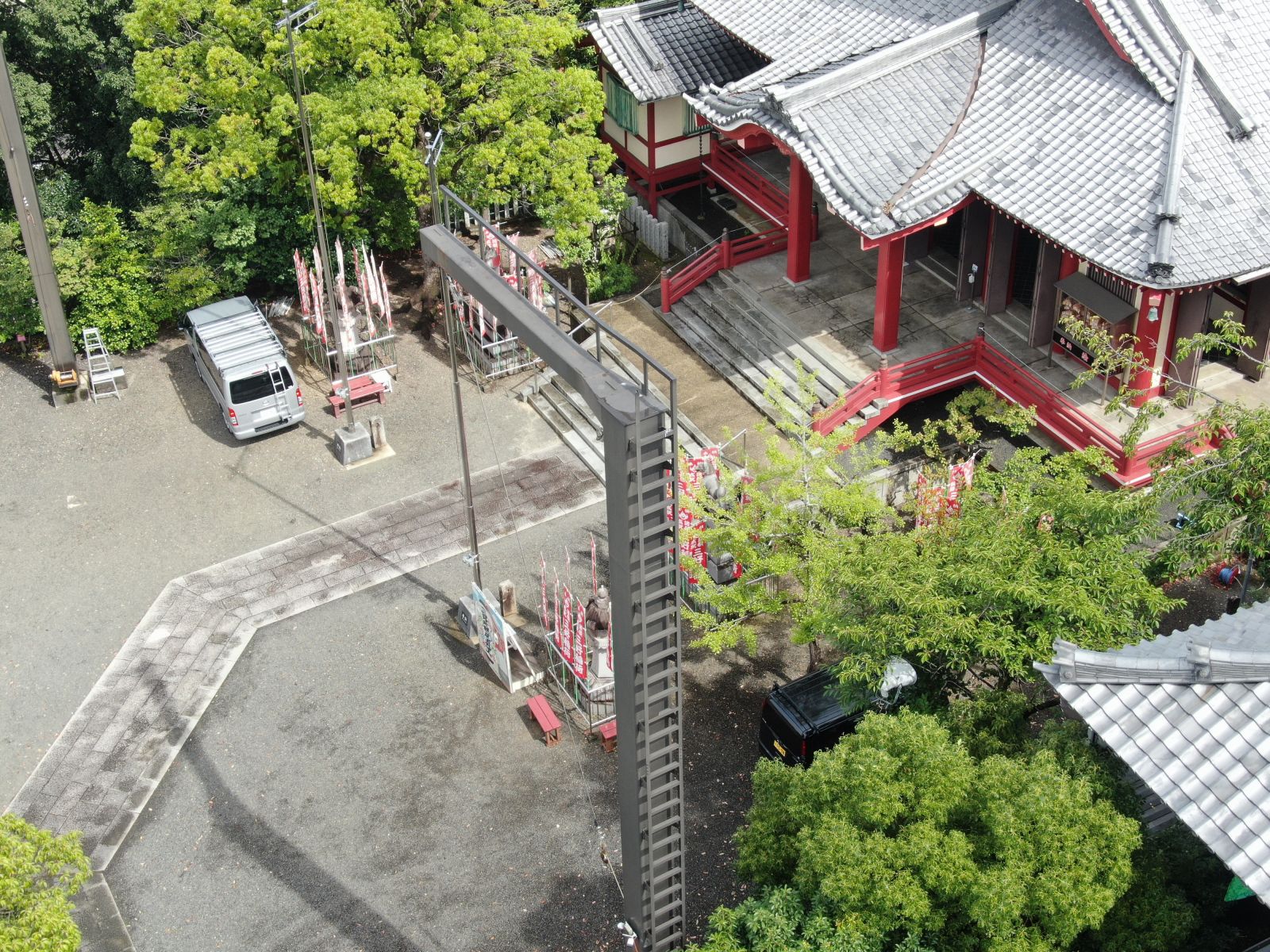 みよし市|提灯釣り支柱塗装工事|三好稲荷閣